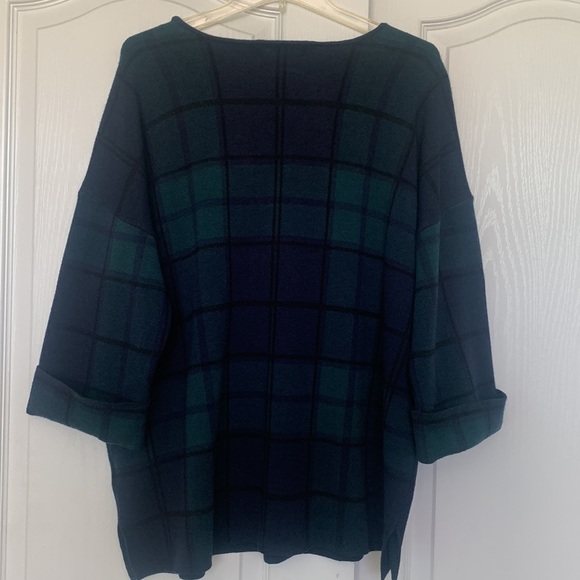 NWOT Tahari soft plaid pullover sweater top tunic boat neck 3/4 sleeve size 2X - Picture 6 of 8